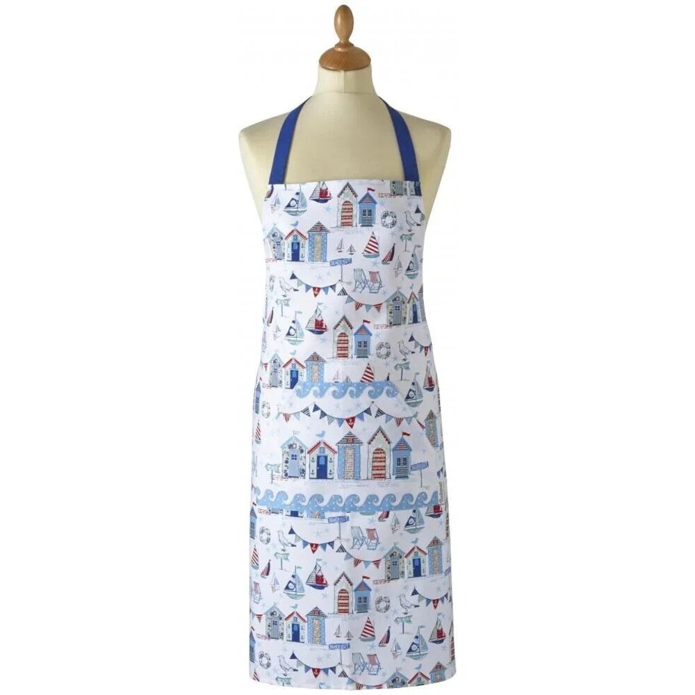 Cooksmart England Beside the Sea Apron Sailing Ships Beach Huts 24 x 33-in Gift